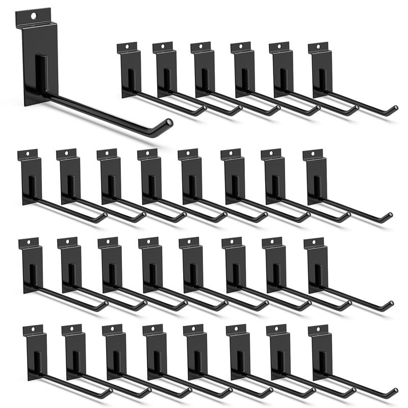 3H Slatwall Accessories 30 Pack, 7 Inch Slatwall Hooks & Hangers, Heavy Duty Slat Wall Hanging Hooks, Proslat Accessories for Shop Retail Display - Image 1